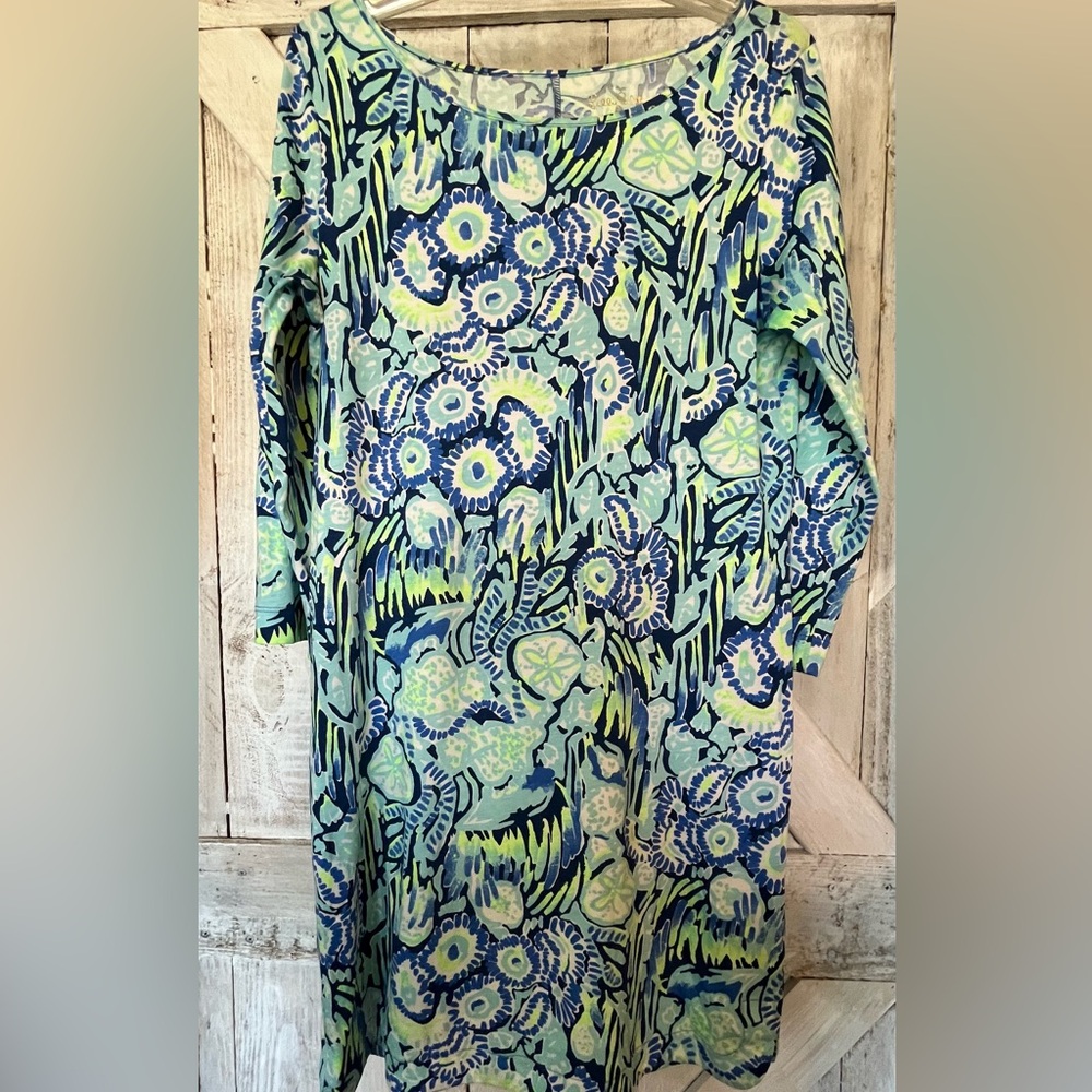 Lilly Pulitzer Women’s Marlow Blue Green Long Sleeve Dress Indigo Sunset Size M